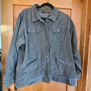 Vintage 90s North Crest 2X Green Corduroy Granola Girl Grunge Jacket Shacket 2XL